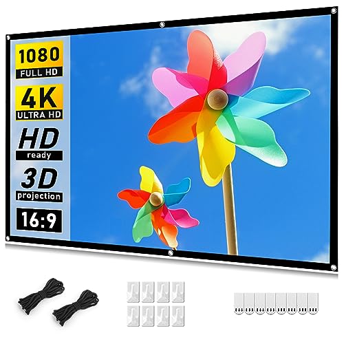 Taotique Projector Screen 72 inch, Movie Projector Screen 16:9 HD Foldable and Portable Anti-Crease Indoor Outdoor Projection Double Sided Video Projector Screen for Home, Party, Office, Classroom - Image 1