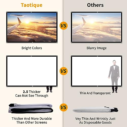 Taotique Projector Screen 72 inch, Movie Projector Screen 16:9 HD Foldable and Portable Anti-Crease Indoor Outdoor Projection Double Sided Video Projector Screen for Home, Party, Office, Classroom - Image 2