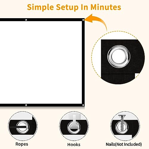 Taotique Projector Screen 72 inch, Movie Projector Screen 16:9 HD Foldable and Portable Anti-Crease Indoor Outdoor Projection Double Sided Video Projector Screen for Home, Party, Office, Classroom - Image 4