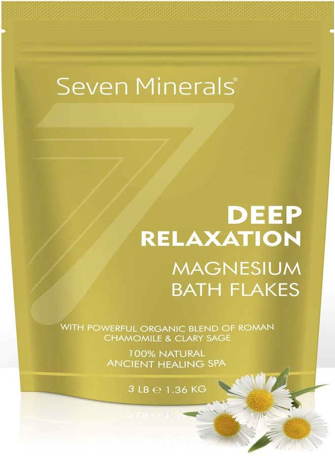 Seven Minerals Deep Relaxation Magnesium Chloride Flakes 3lb - Absorbs Better Than Epsom Salt - Unique Full Bath Soak Formula for Stress and Relaxing with Roman Chamomile & Clary Sage - Image 1
