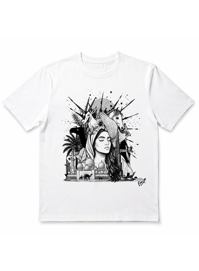 Doodle Art T-shirt for Men and Women, Graphic T-Shirt, Art T-Shirt, Doodle TShirt, 100% Cotton Unisex Round Neck Tee, Creative Graphic Print, Regular Fit Casual Wear - Image 1