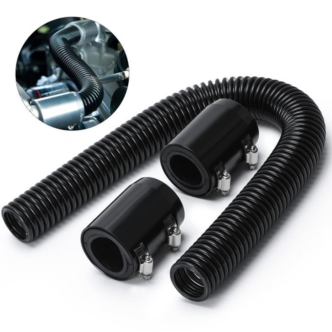 24 Stainless Steel Radiator Flexible Coolant Water Hose Kit WCap Clamp Black