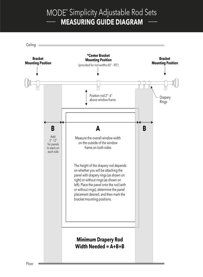 مود مجموعة قضبان ستائر MODE Simplicity بقطر 5/8 بوصة مع نهايات مربعة الشكل وقضيب ستائر فولاذي قابل للتعديل يُثبت على الحائط، يناسب النوافذ من 32 إلى 90 بوصة، ذهبي اللون - Image 5