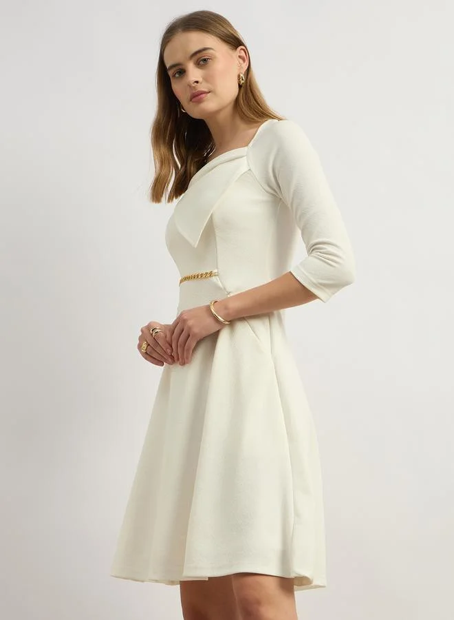 Styli Cream A-Line Dress