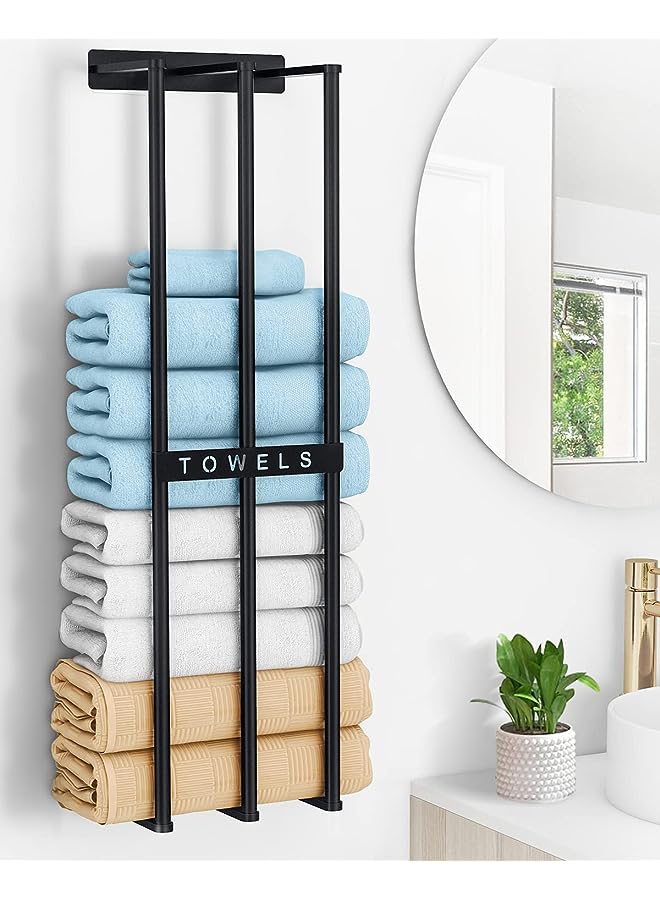 IAF Racks for Bathroom,3 Bar Metal Towel Rack,Wall Mounted Bathroom Towel Storage for Folded Large Towel Washcloths Rolled Salon Towel - Image 1