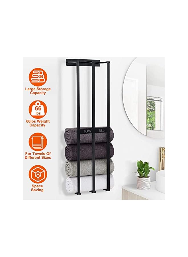 IAF Racks for Bathroom,3 Bar Metal Towel Rack,Wall Mounted Bathroom Towel Storage for Folded Large Towel Washcloths Rolled Salon Towel - Image 2