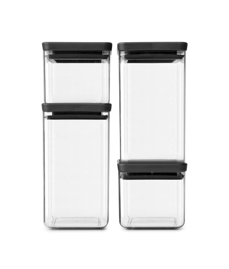 Brabantia Square Canister  Set of 4  Tasty+ - Dark Grey