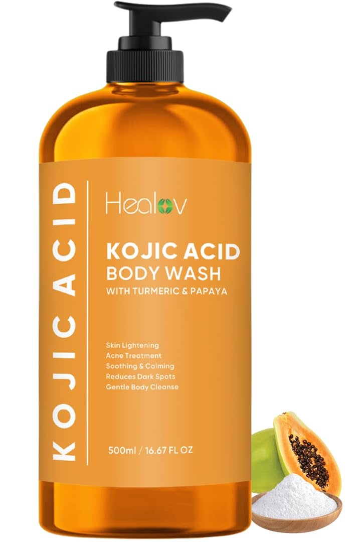 Healov Kojic Acid Soap for Hyperpigmentation â€“ Skin Brightening Kojic Papaya Body Wash â€“ Dark Spot Soap Reduces Acne, Scars, and Evens Tone â€“ Turmeric Body Wash for Brighter Glowing Tone - Image 1
