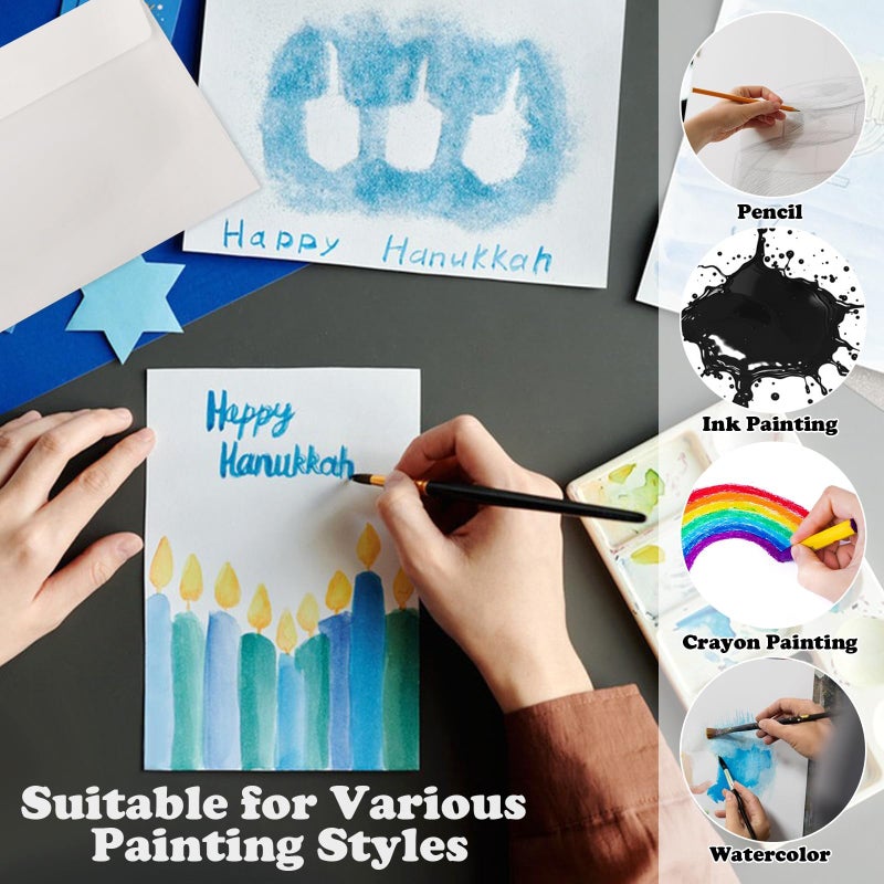 ProSuites 70 Sets Blank Watercolor Cards with Envelopes, 140lb/300GSM Cotton Watercolor Paper Cards, 4 x 6 in Foldable Watercolor Postcards with Envelopes for Greeting Cards Birthday Wedding Invitations - Image 5