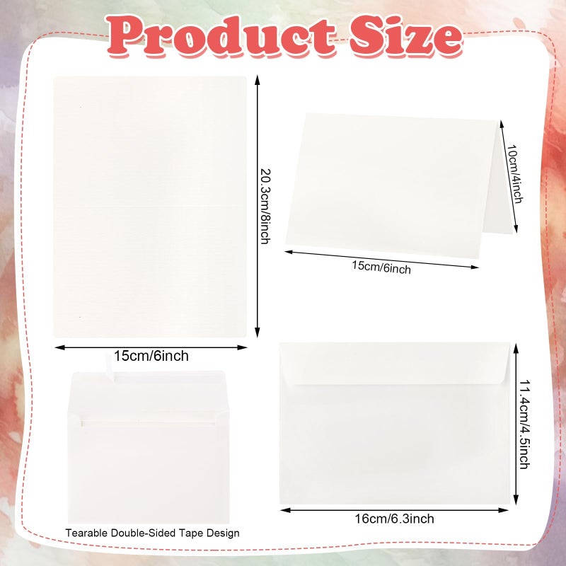 ProSuites 70 Sets Blank Watercolor Cards with Envelopes, 140lb/300GSM Cotton Watercolor Paper Cards, 4 x 6 in Foldable Watercolor Postcards with Envelopes for Greeting Cards Birthday Wedding Invitations - Image 2