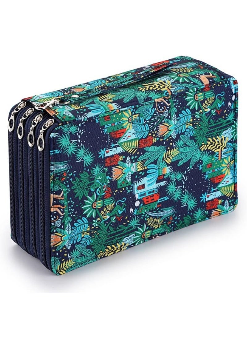 Loquat Oxford Fabric Large Printed Art Pencil Case 200 Slots Jungle Monkey