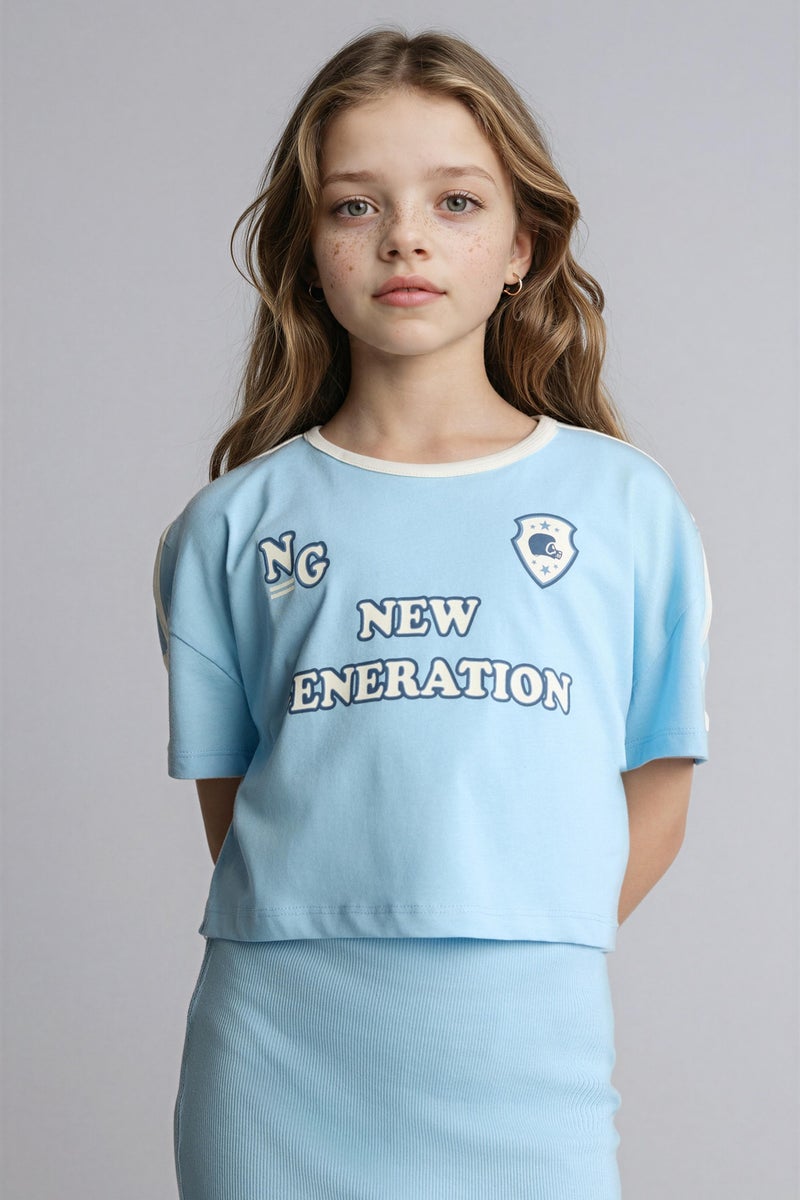 DeFacto Blue Girl 2 piece Short Sleeve Knitted Dress Casual - Image 2