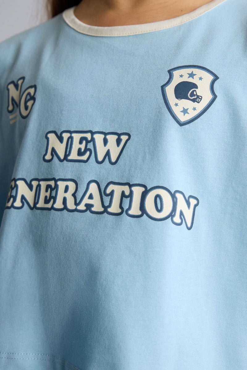 DeFacto Blue Girl 2 piece Short Sleeve Knitted Dress Casual - Image 3