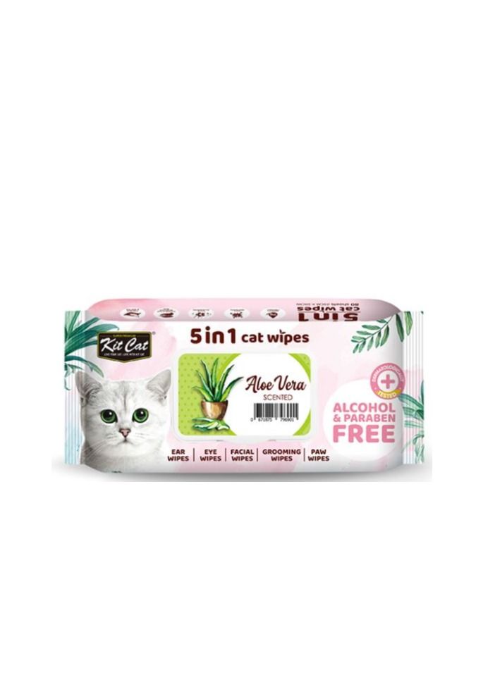 Kit Cat 5 in 1 Aloe Vera Scented Wipes 80 Sheets