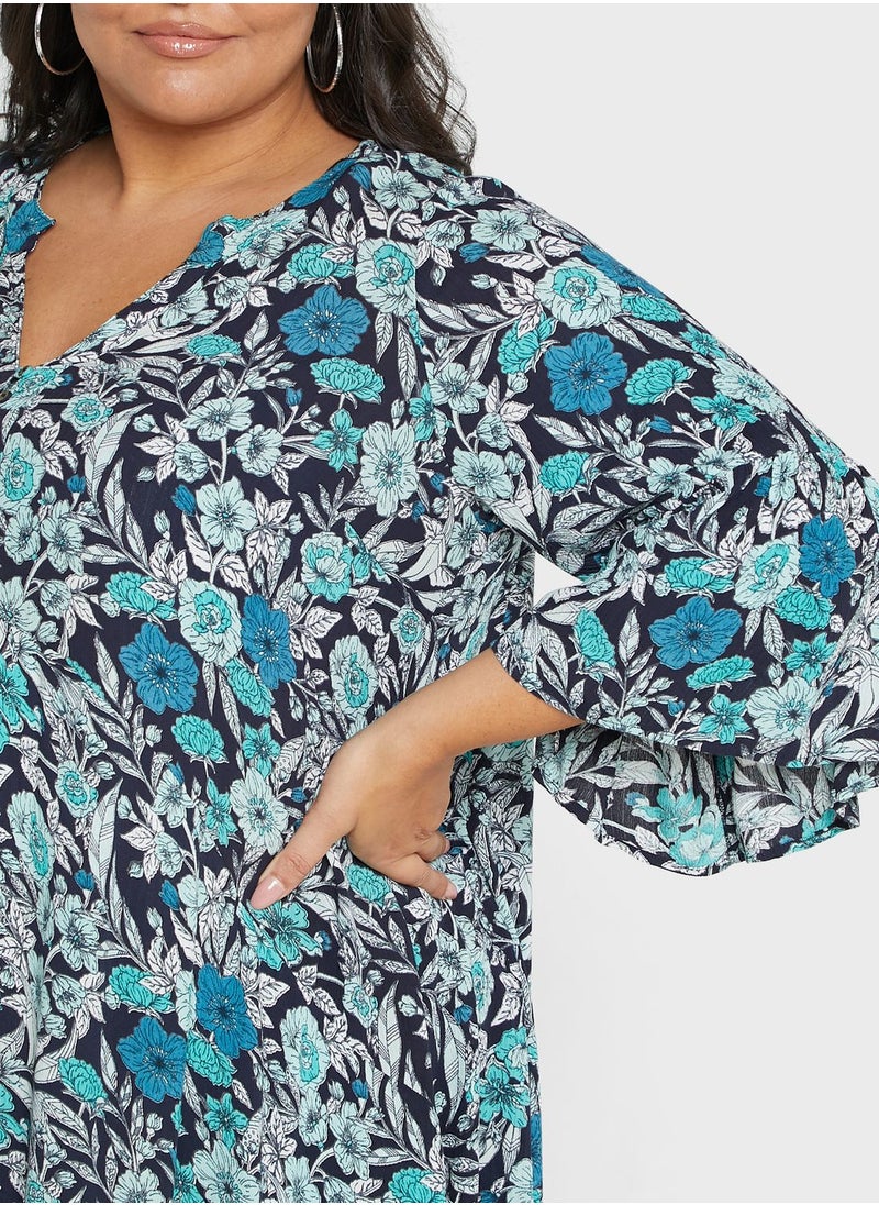 Avenue Floral Printed Ruffle Sleeve Tunic  - Image 3
