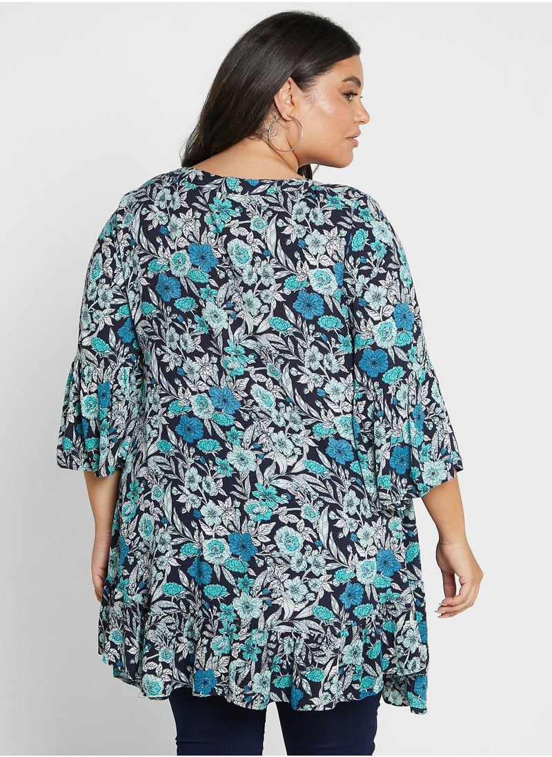 Avenue Floral Printed Ruffle Sleeve Tunic  - Image 2
