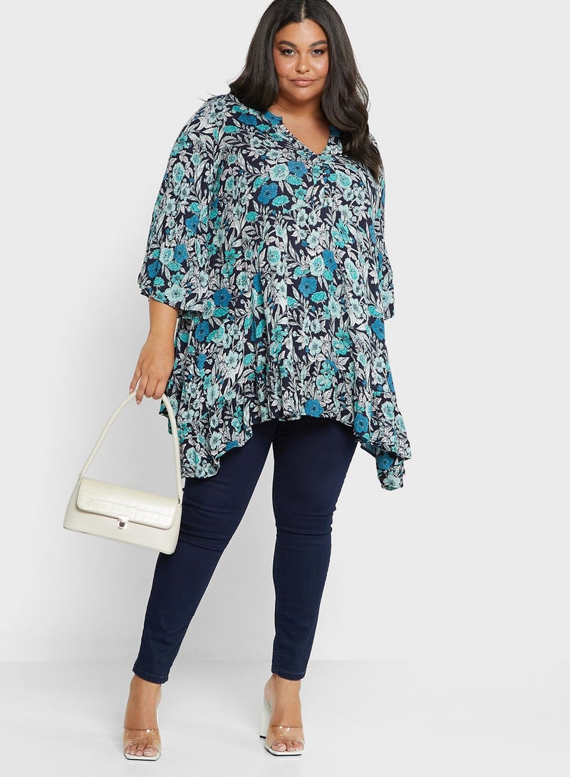 Avenue Floral Printed Ruffle Sleeve Tunic - Image 4