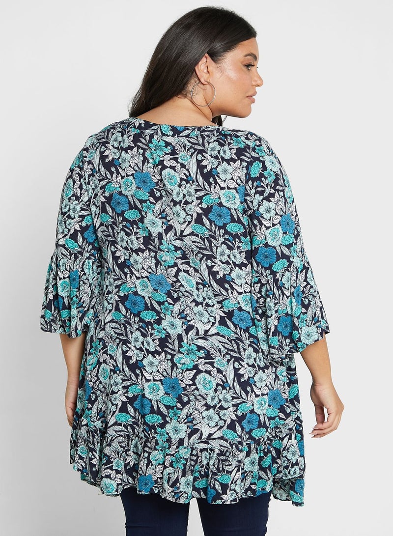 Avenue Floral Printed Ruffle Sleeve Tunic - Image 2