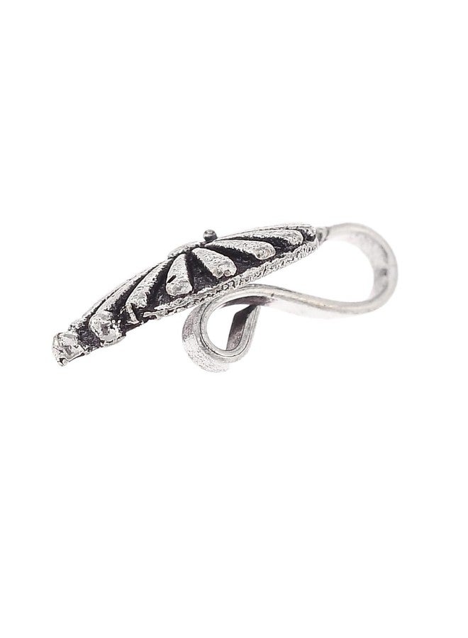 Shoshaa Oxidised Silver-Plated Circular Shaped Nosepin - Image 5