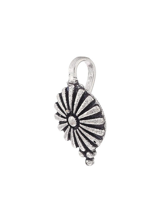 Shoshaa Oxidised Silver-Plated Circular Shaped Nosepin - Image 4
