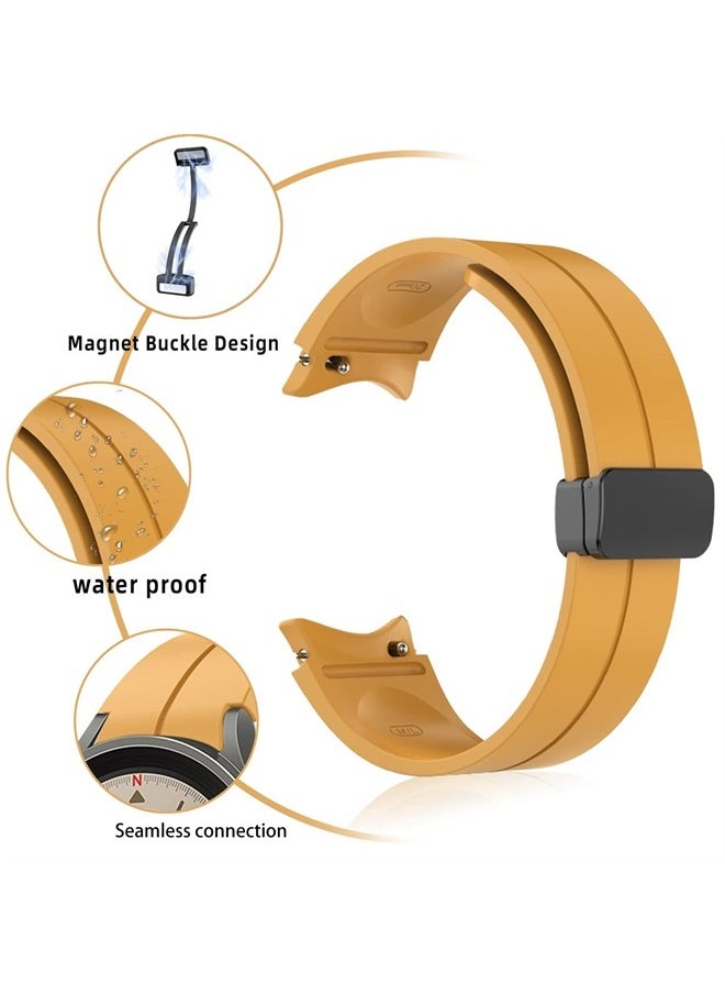 YuiYuKa - for Samsung Galaxy Watch 5 Pro Band 45mm/Galaxy Watch 5 40mm 44mm/Galaxy Watch 4 44 40mm/Galaxy 4 Classic 46mm 42mm,Sport Silicone Strap with Magnetic Folding Buckle,20mm watch band,starlight - Image 1