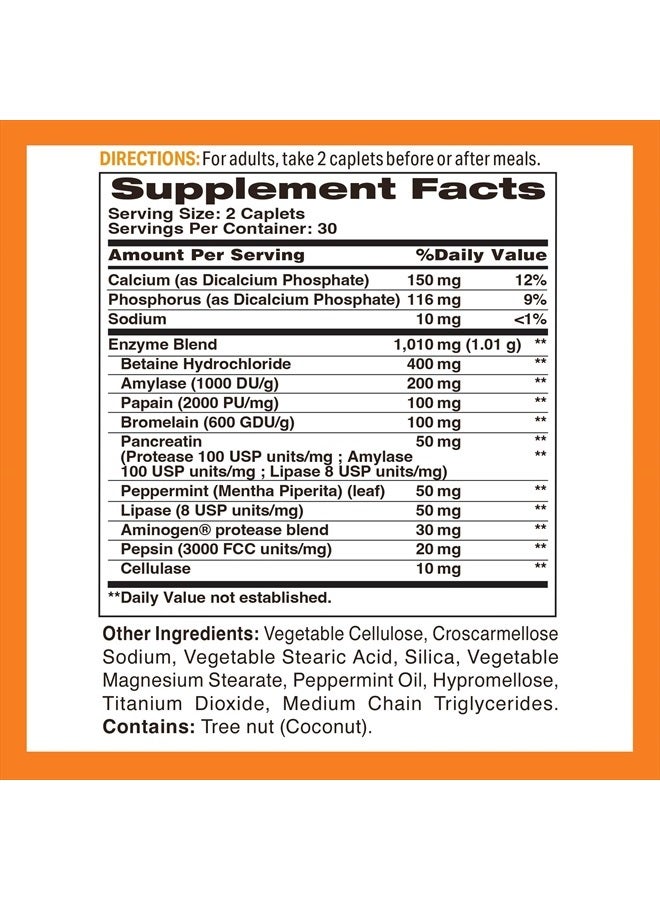VITAMIN WORLD Digest-13 Multi-Enzyme, 1010mg Digestive Enzymes Blend with Amylase, Bromelain, Papain & Lipase for Digestion and Absorption, Digestive Enzymes for Bloating & Gas, 60 Caplets - Image 2