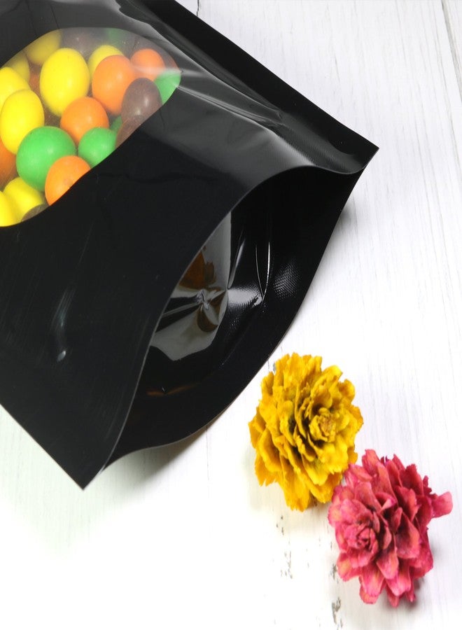 QQ Studio Double-Sided Matte/Glossy Color with Clear Round Window Stand-Up Pouch (100 Bags/Pack) (5.5" x 7.9", Glossy Black) - Image 4