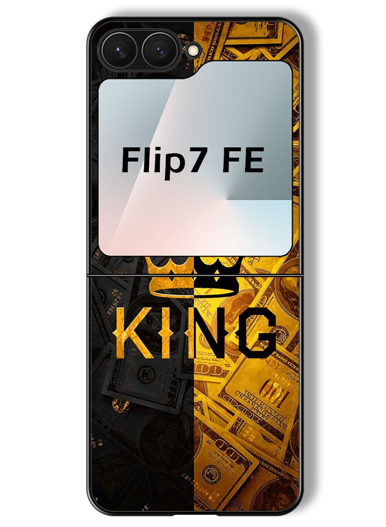 Theodor Case Compatible with Samsung Galaxy Z Flip 7 FE 6.7 Inch Protection Shockproof Bumper Cover King Gold - Image 1