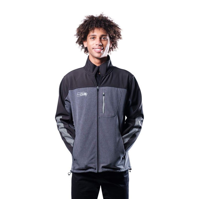 Ultra Game Adults NFL Official Supreme Satin Heritage Jacket Seattle Seahawks Black Small - Image 2