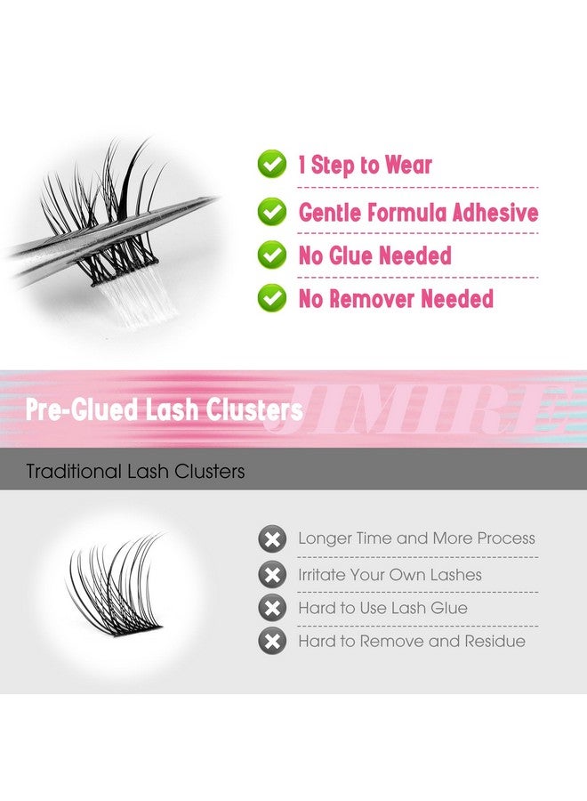 JIMIRE Manga Self Adhesive Eyelashes Natural Look 11-13MM Wispy Pre Glued Lashes Clusters Anime Press on Lash Clusters Reusable Self Adhesive Eyelash Clusters Quick to Wear - Image 5