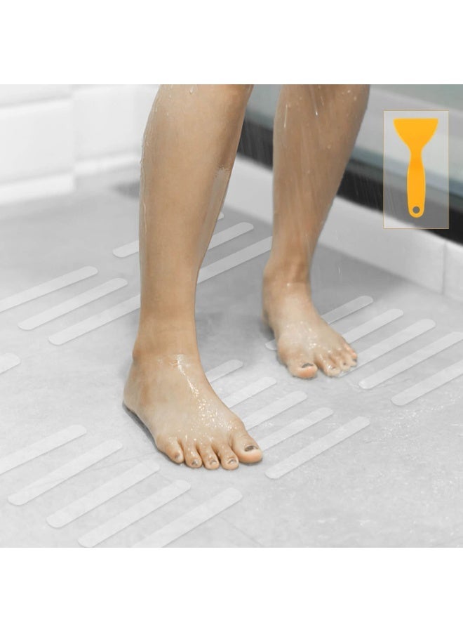 Anti-slip Strips, Safety Shower Treads Stickers - 24 Pics, Bathtub Non Slip Stickers, Anti Skid Tape for Shower,Tub,Steps, Floor-Strength Adhesive Grip Appliques for Baby,Senior,Adult (Clear)8 x 0.8In - Image 3