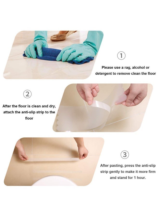 Anti-slip Strips, Safety Shower Treads Stickers - 24 Pics, Bathtub Non Slip Stickers, Anti Skid Tape for Shower,Tub,Steps, Floor-Strength Adhesive Grip Appliques for Baby,Senior,Adult (Clear)8 x 0.8In - Image 5