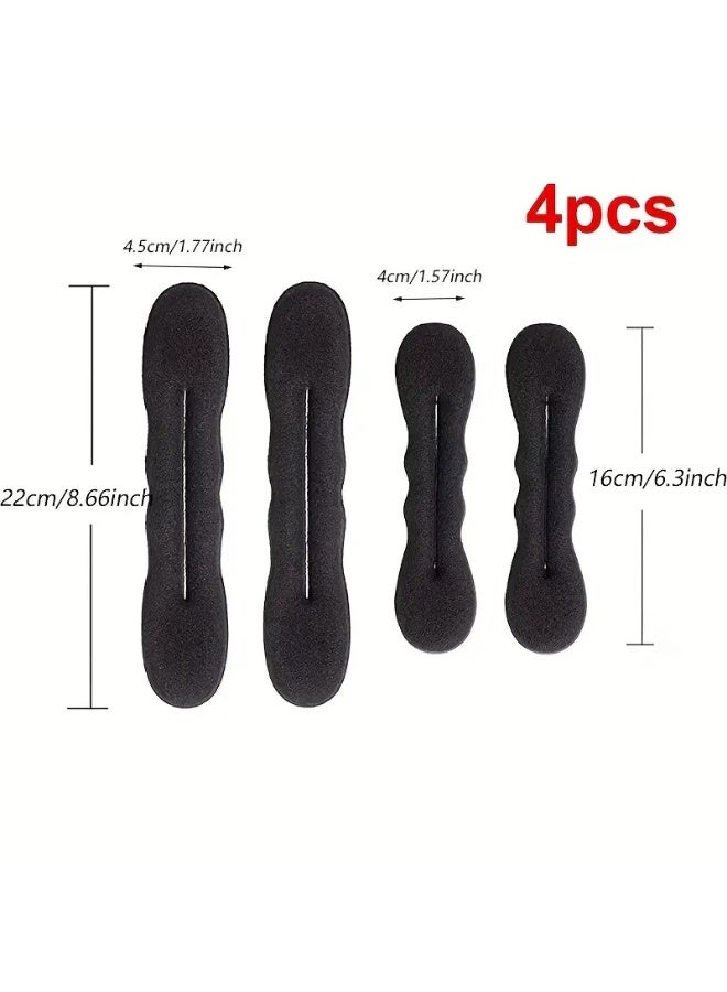LANGMANNI 4 PCS Easy-to-Use Sponge Hair Styling Tool for Women - Curly Hair Maker, Scrunchie & Bun Shaper with Plastic Loop - Image 4