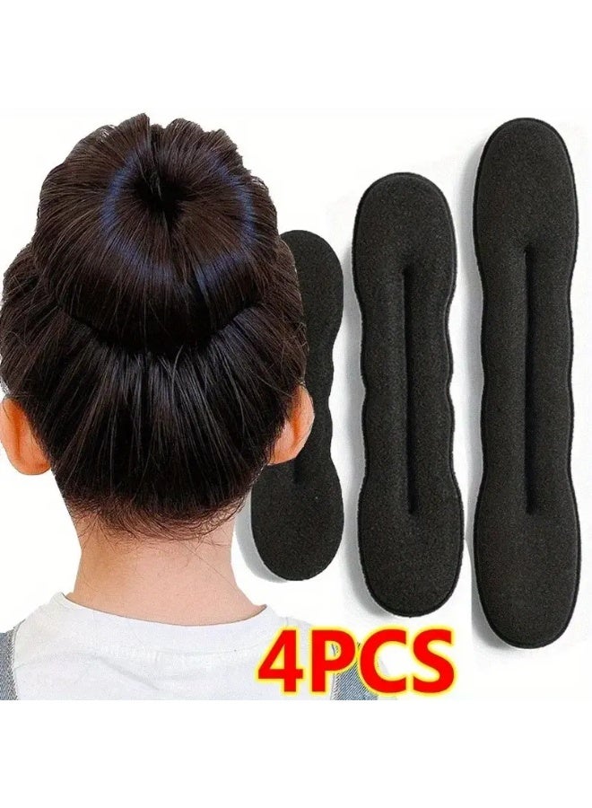 LANGMANNI 4 PCS Easy-to-Use Sponge Hair Styling Tool for Women - Curly Hair Maker, Scrunchie & Bun Shaper with Plastic Loop - Image 5
