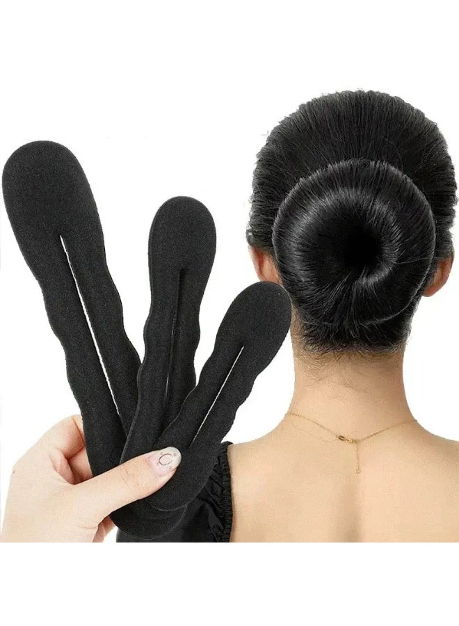 LANGMANNI 4 PCS Easy-to-Use Sponge Hair Styling Tool for Women - Curly Hair Maker, Scrunchie & Bun Shaper with Plastic Loop - Image 3