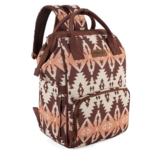Wrangler Aztec Backpack Organized Daypack Travel Baby Bag with Stroller Strap and Side Bottle Pockets WG2204-9110BR - Image 1