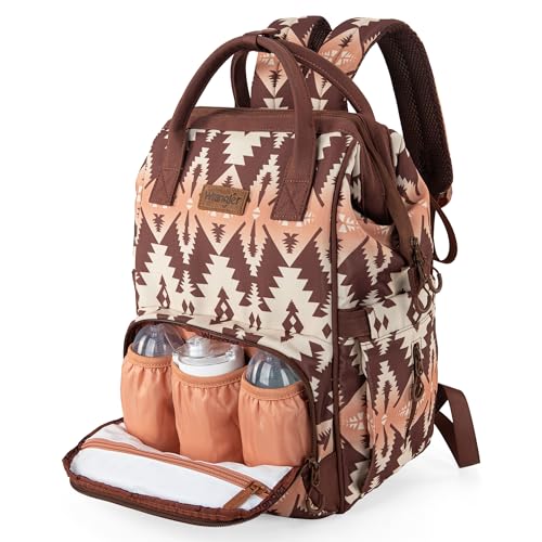 Wrangler Aztec Backpack Organized Daypack Travel Baby Bag with Stroller Strap and Side Bottle Pockets WG2204-9110BR - Image 2