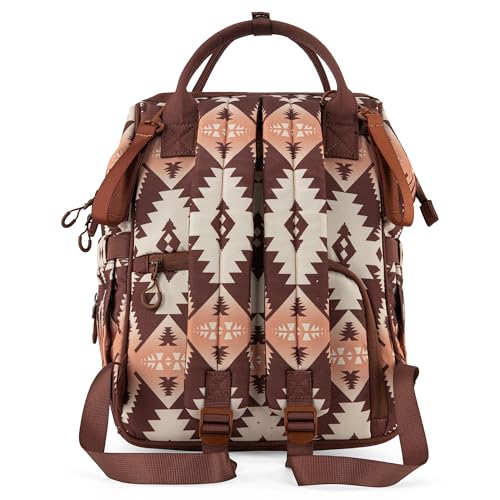 Wrangler Aztec Backpack Organized Daypack Travel Baby Bag with Stroller Strap and Side Bottle Pockets WG2204-9110BR - Image 4