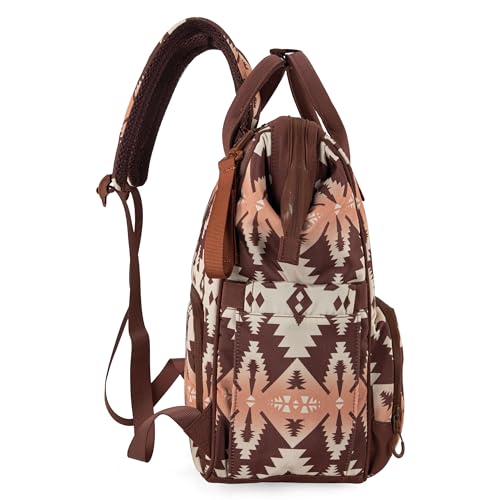 Wrangler Aztec Backpack Organized Daypack Travel Baby Bag with Stroller Strap and Side Bottle Pockets WG2204-9110BR - Image 5