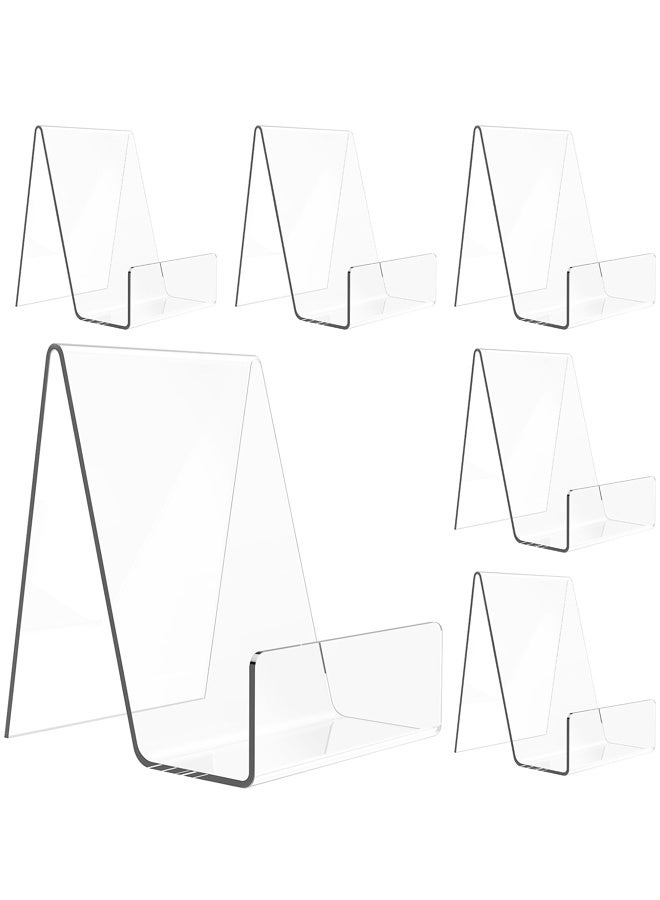 6 Pack Acrylic Book Stand, Clear Easel Stand for Display, Book Display Holder, Display Stand for Album, CD, Magazine,Picture,Artworks, Phone, Tablet - Image 1