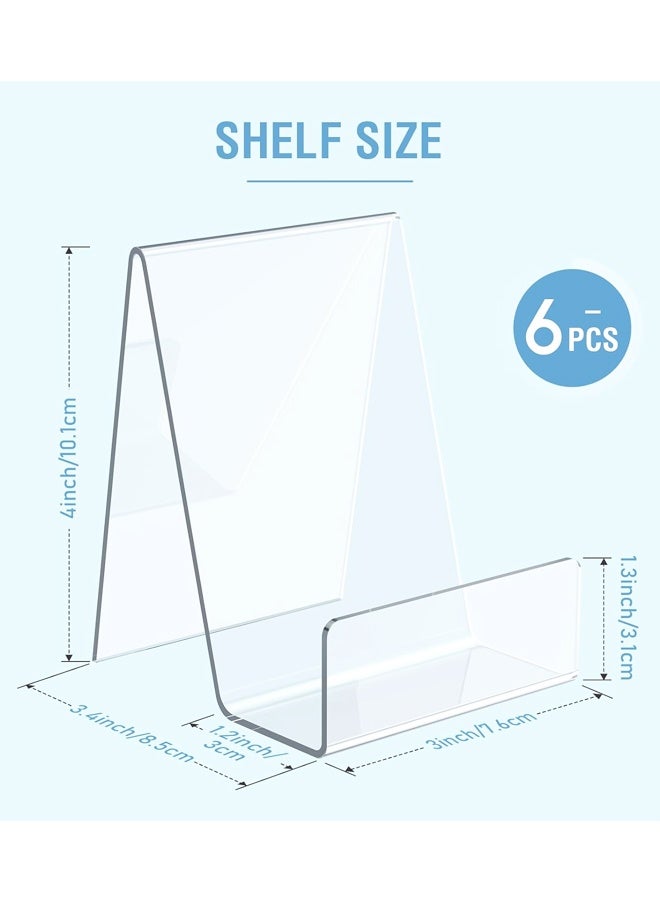 6 Pack Acrylic Book Stand, Clear Easel Stand for Display, Book Display Holder, Display Stand for Album, CD, Magazine,Picture,Artworks, Phone, Tablet - Image 2