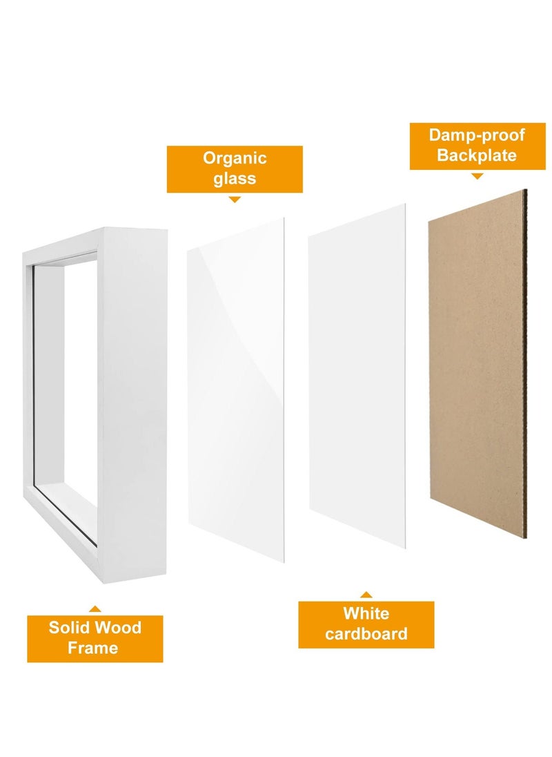 Generic - 3D Picture Frame  for Filling, Pack of 2 Deep 3D Object Frame 20x20 cm, Picture Box Wood, Deep Frame Wooden Shadow Box Frame for Baby Wedding Favours Photos Flowers Tickets White Square - Image 1