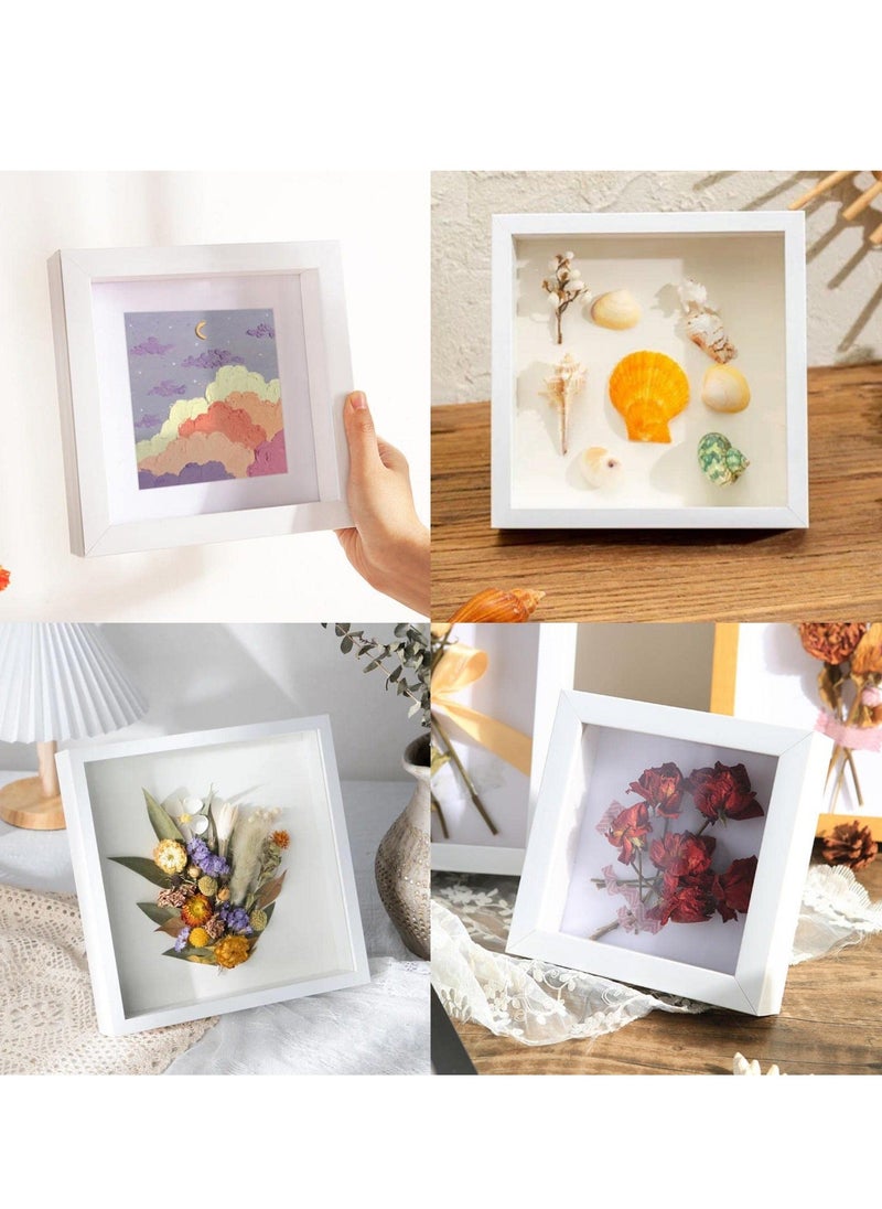 Generic - 3D Picture Frame  for Filling, Pack of 2 Deep 3D Object Frame 20x20 cm, Picture Box Wood, Deep Frame Wooden Shadow Box Frame for Baby Wedding Favours Photos Flowers Tickets White Square - Image 1