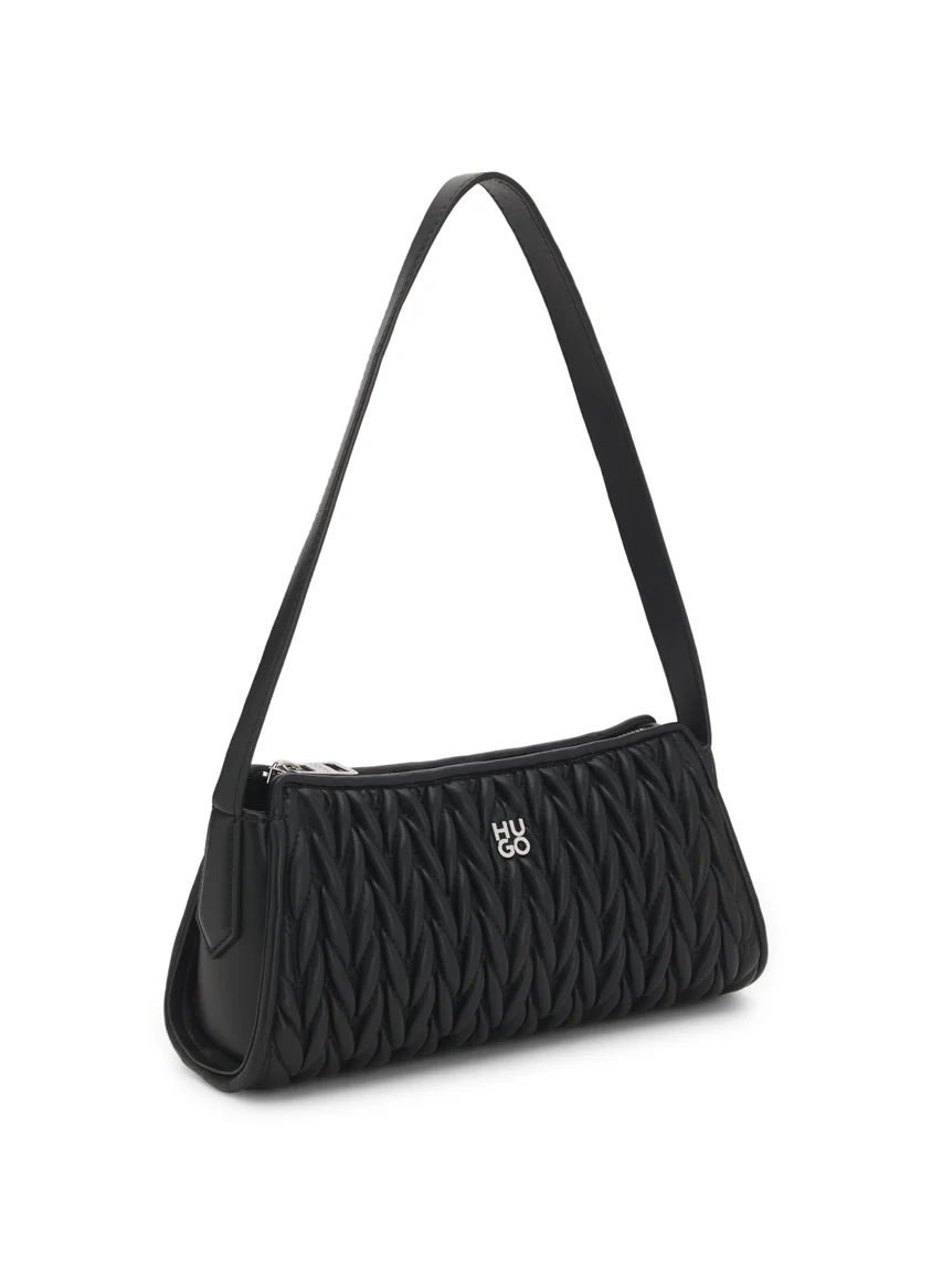 هوجو Textured hobo bag with stacked-logo trim