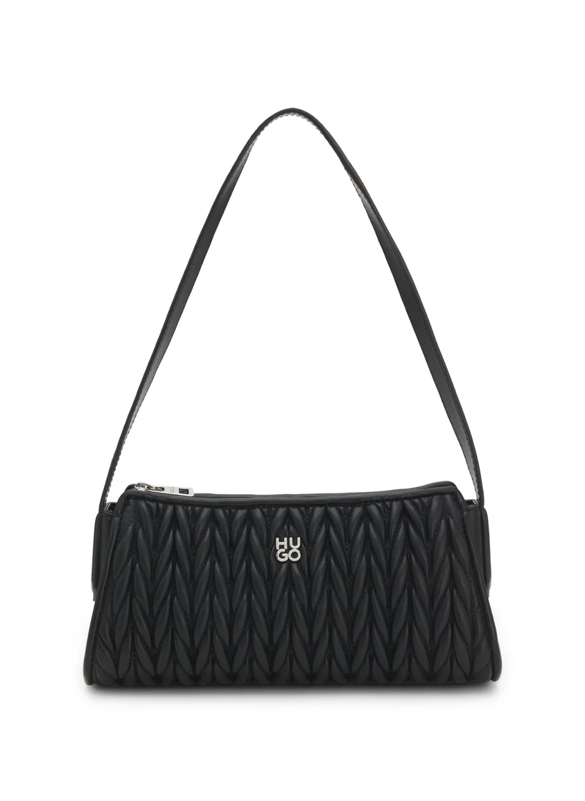 هوجو Textured hobo bag with stacked-logo trim