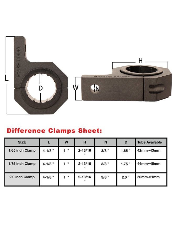 HOUSE TUNING Bull Bar Clamps 2 inch - 4Pack Roll Bar 2 inch Clamp Bracket for UTV ATV Truck Bar Mounting (2"-Clamp mount Kit) - Image 2