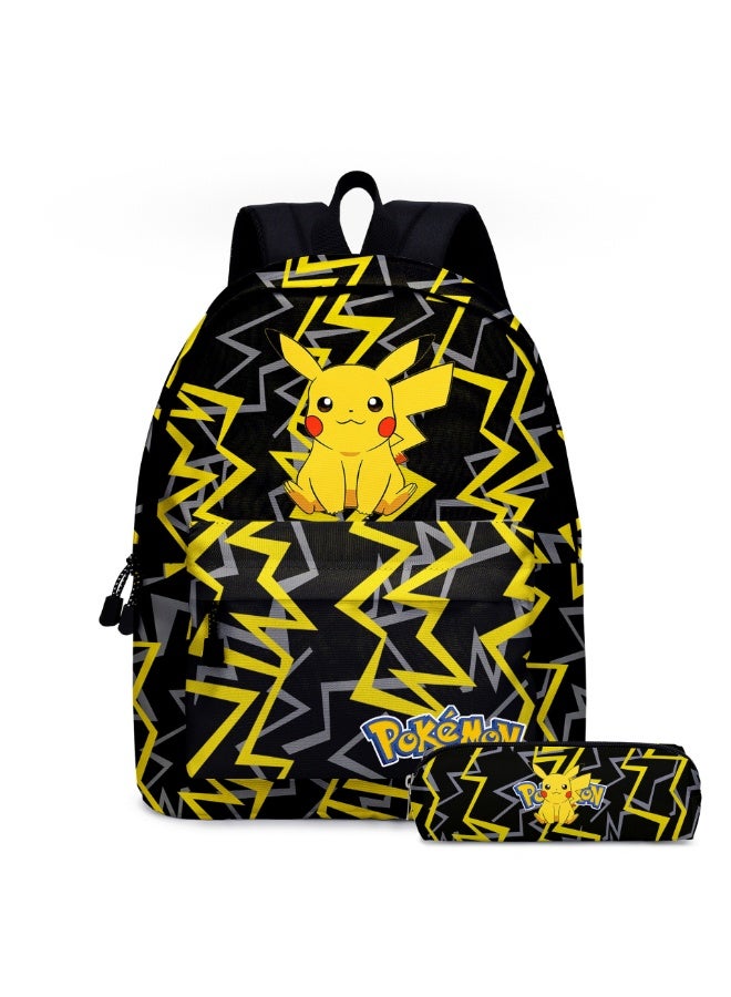 Pokemon Children's PokÃ©mon Pikachu backpack set, includes a matching pencil case, made of lightweight Oxford cloth, suitable for both boys and girls. - Image 1