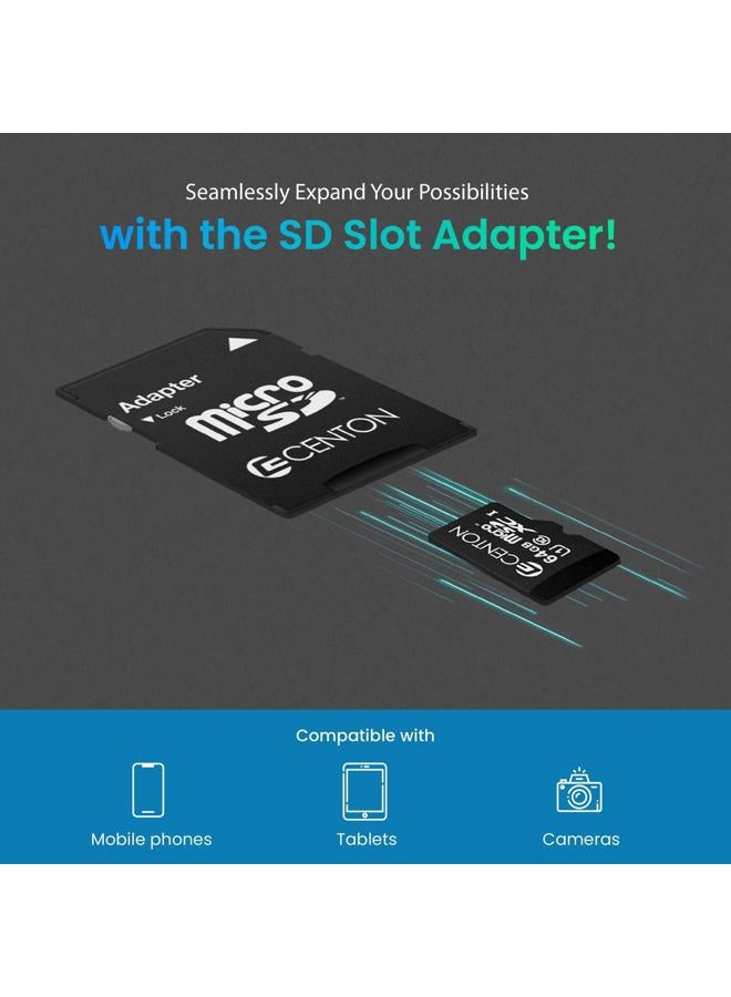 Centon 64GB Class 10 Micro SDXC Memory Card with Adapter by Centon, High Speed for Phones, Tablets, HD Videos & MSD Compatible Devices - Image 4