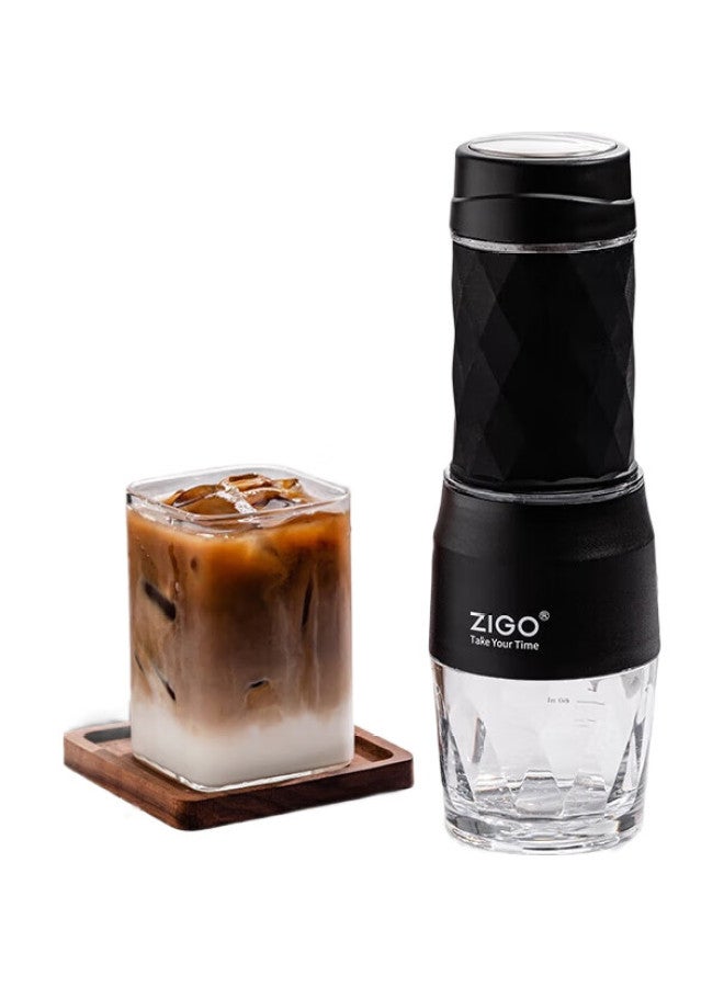 Zigo Portable Hand-Pressed Coffee Maker For Camping, Travel, Home Use, And Cafes - High-Quality Black - Image 2