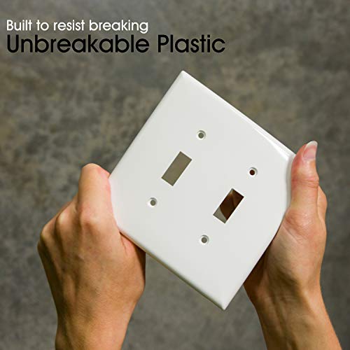 Power Gear Double Wall Plates Cover, 2 Gang, Light switch cover, 0.32" x 4.47", Outlet Covers, Screws Included, White, 44756 - Image 3